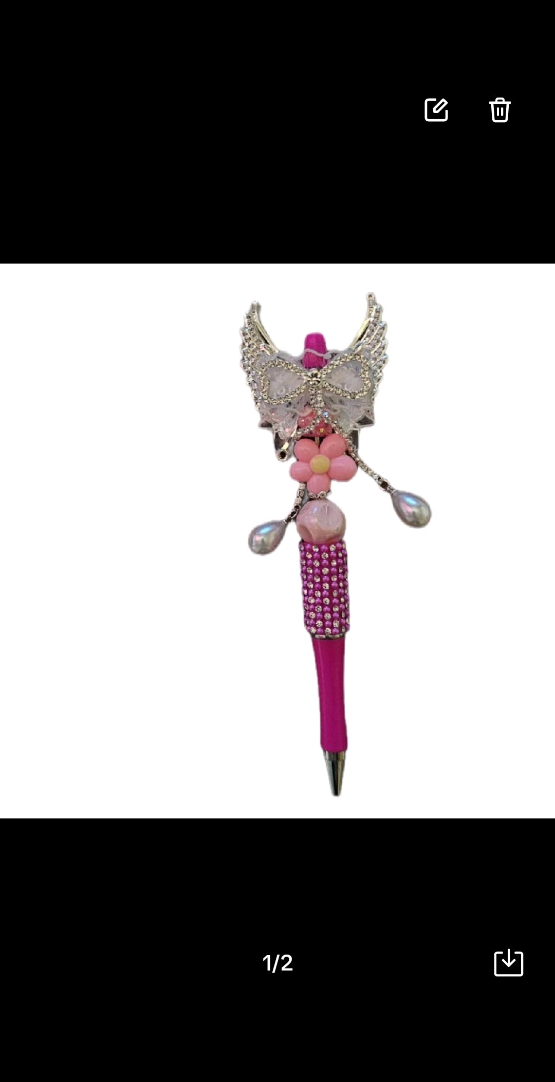 Extra Fancy Angel wings with pink gems on one side