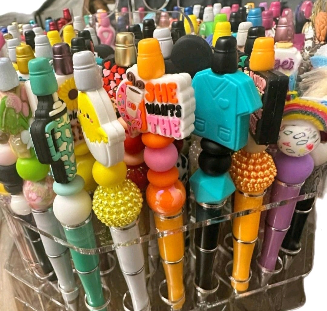 Customized Standard Beaded Pens - Unique Bead Design, Colorful Accents, Durable Construction, Ideal for Crafting and Personal Use. *If we sell out, let me know. i can add more pens!!