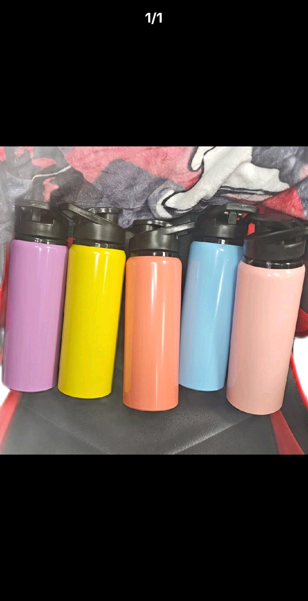 25oz aluminum water bottles. Different colors available