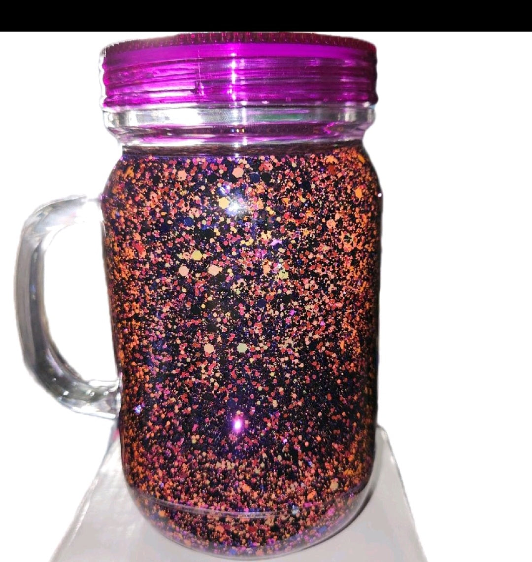 1- 20 oz mason jar snowglobe tumbler