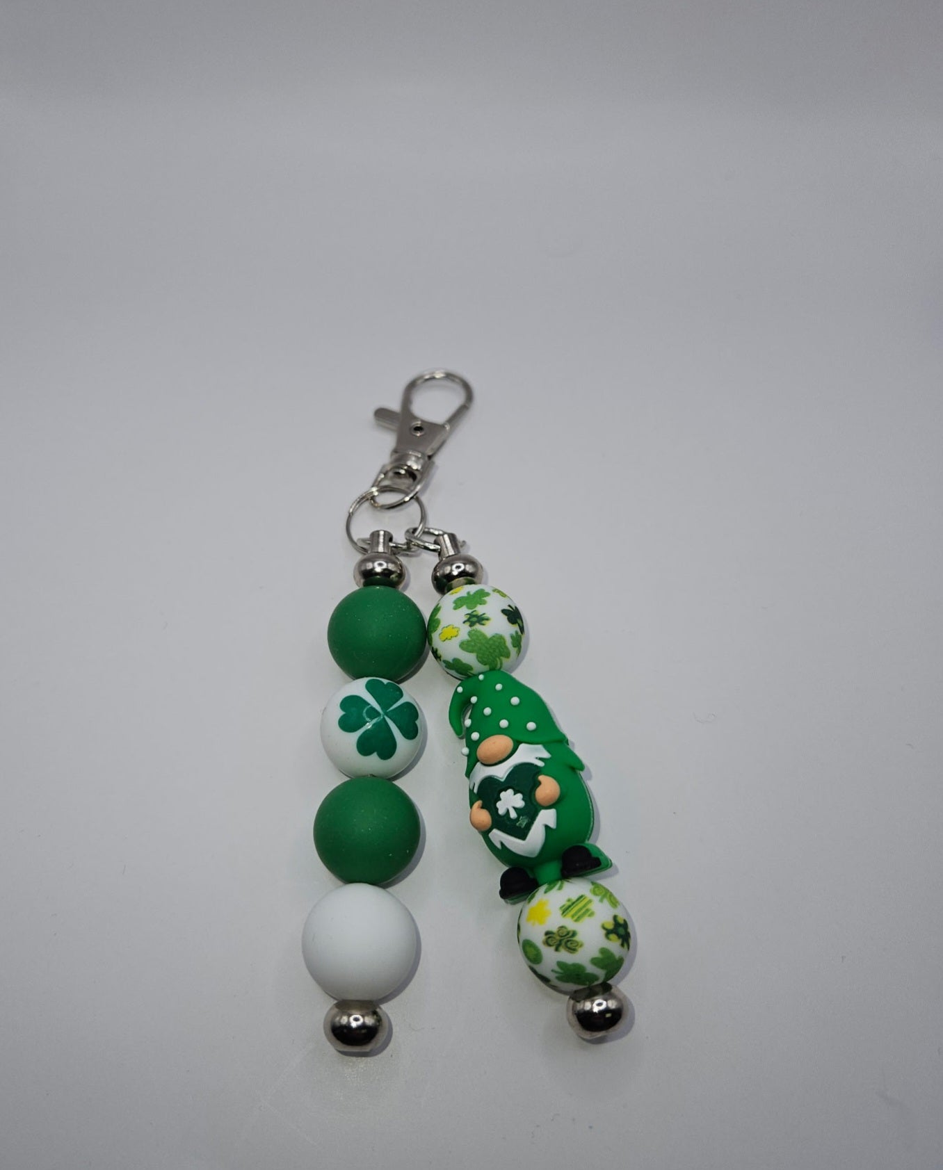 Double Rode Customizable Beaded Keychain a Silver Lobster Clasp.