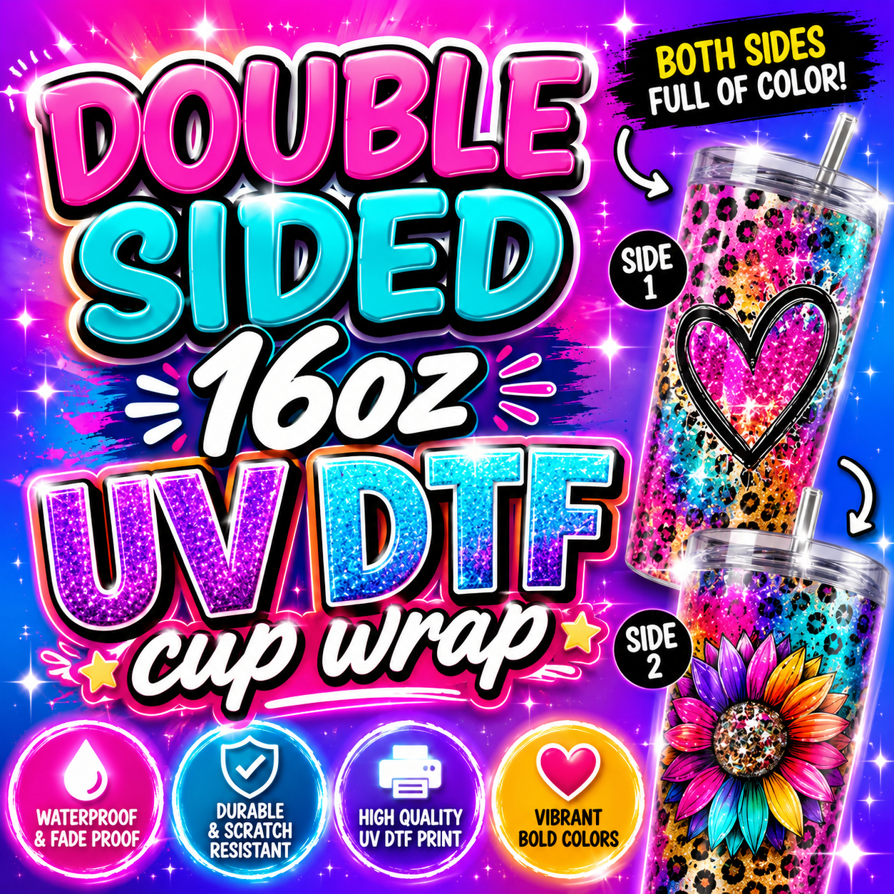 16oz double sided uv dtf cup wrap