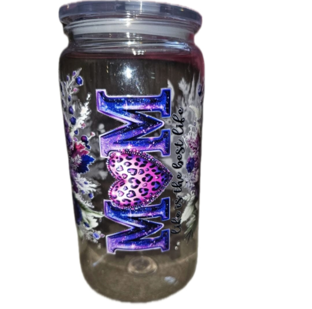 16oz double wall clear acrylic tumbler with wraps on them. non snowglobe. Mom 2