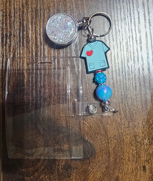 Customized Glitter Retractable Beaded Badge Reel