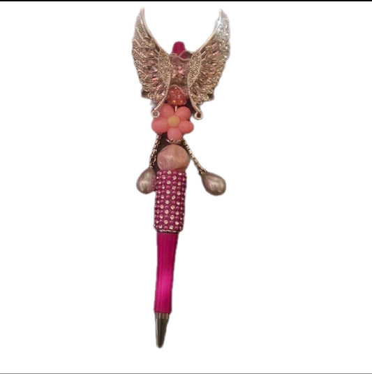 Extra Fancy Angel wings with pink gems on one side