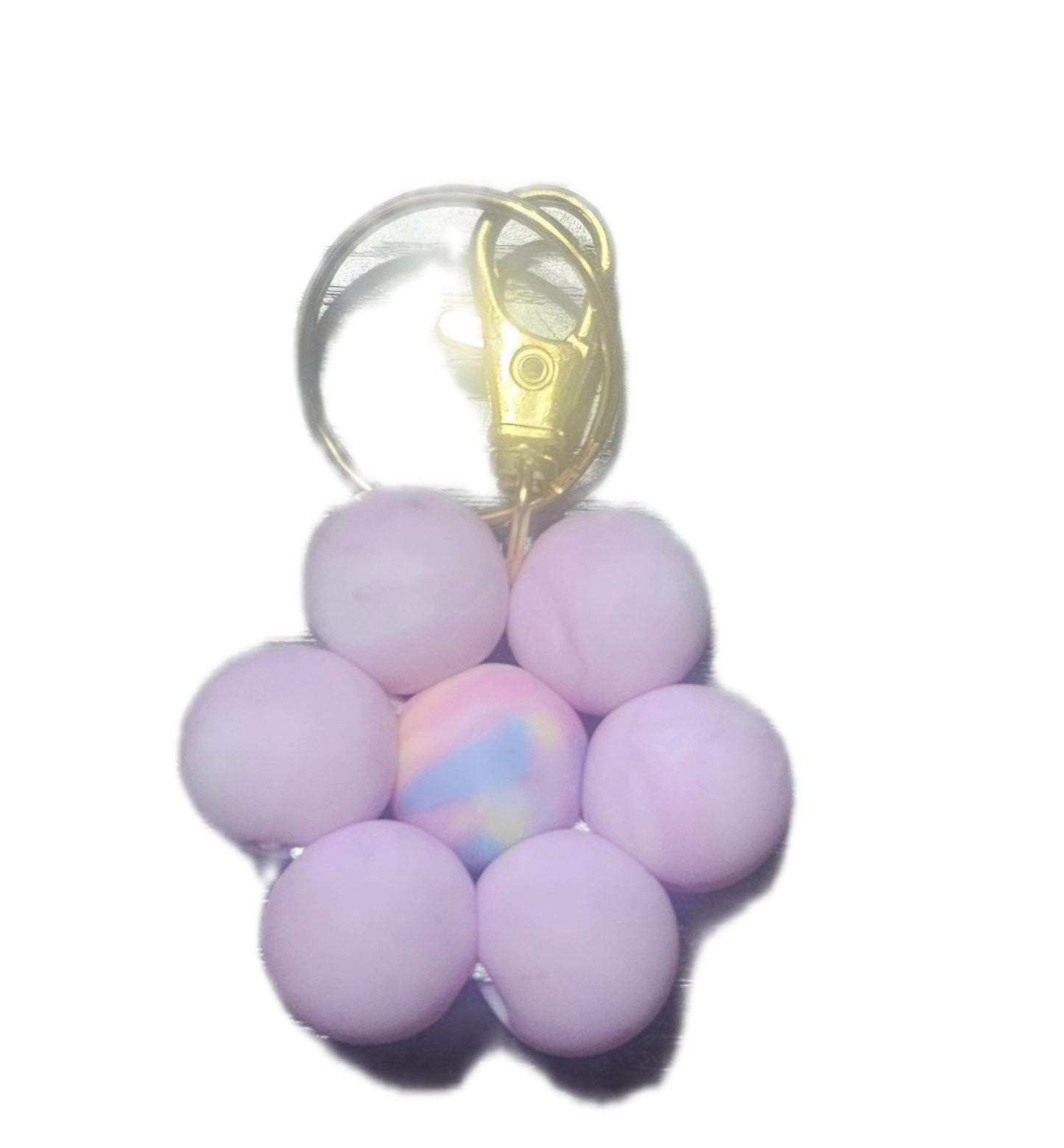 Customizable 7 beaded Flower Keychain - Colorful Flower Design with Keyring Attachment