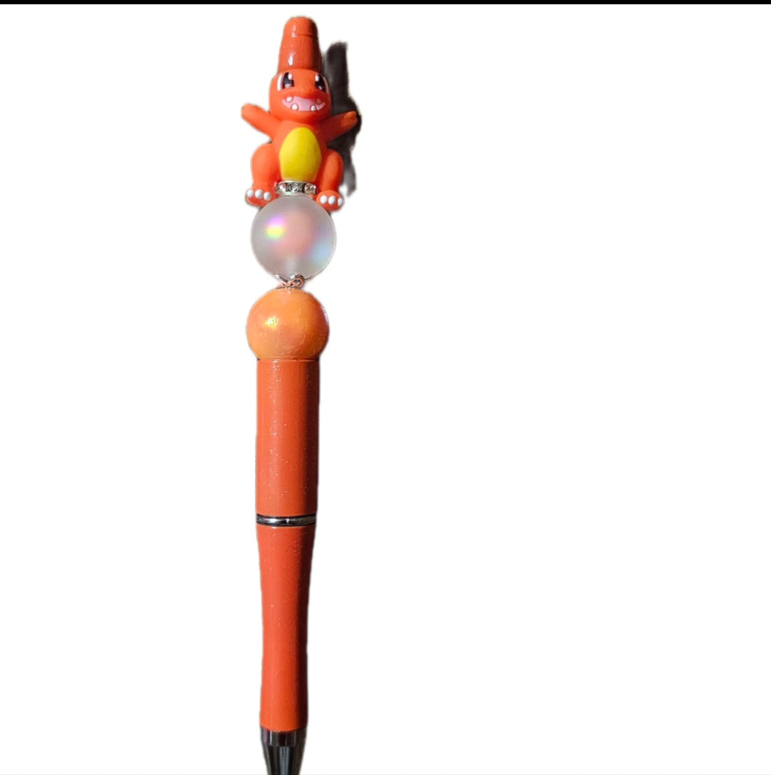 Charmander Beaded Pen with Colorful Beads, Orange Body, and Fun Character Design