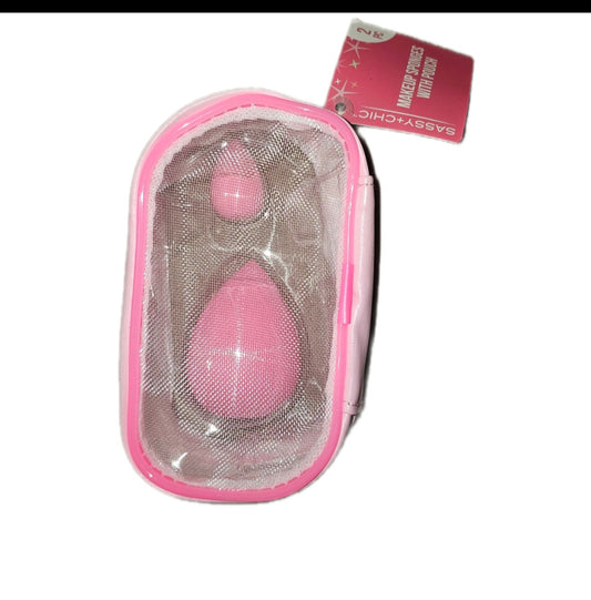 Pink 2pc Makeup Sponges with Pouch - Includes 2 Pink Sponges for Convenient Storage