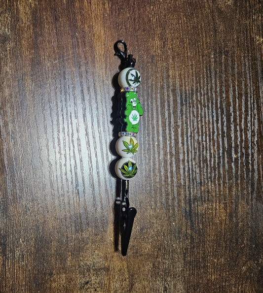 Customizable Beaded Card Holder with Colorful Beads and Decorative Design with small keychain attachment