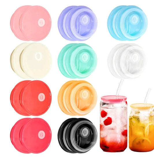 Acrylic lid for 16oz Acrylic or glass Cup with Straw Hole & Silicone Gasket Leakproof Airtight Design. Comes with straw and straw cleaner.