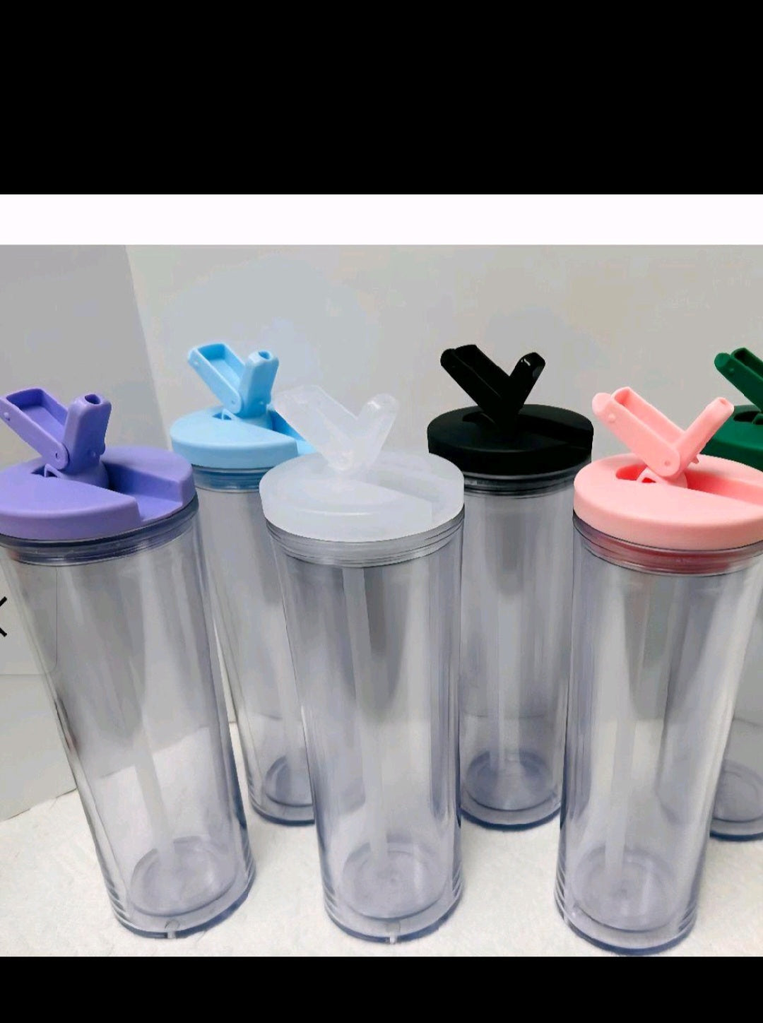 1- 20 oz customizable flip top acrylic snowglobe. we only have the white lids!