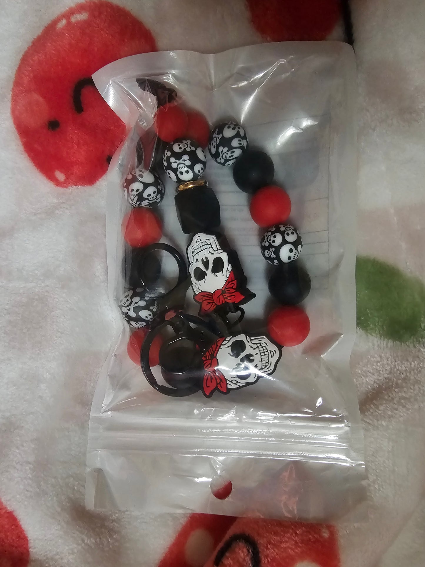 Skull wristlet with matching keychain