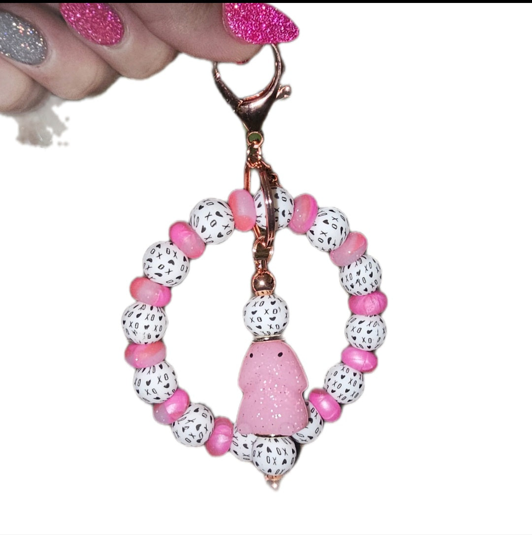 Customized Wristlet with Dangle keychain in middle ( picture is an example)
