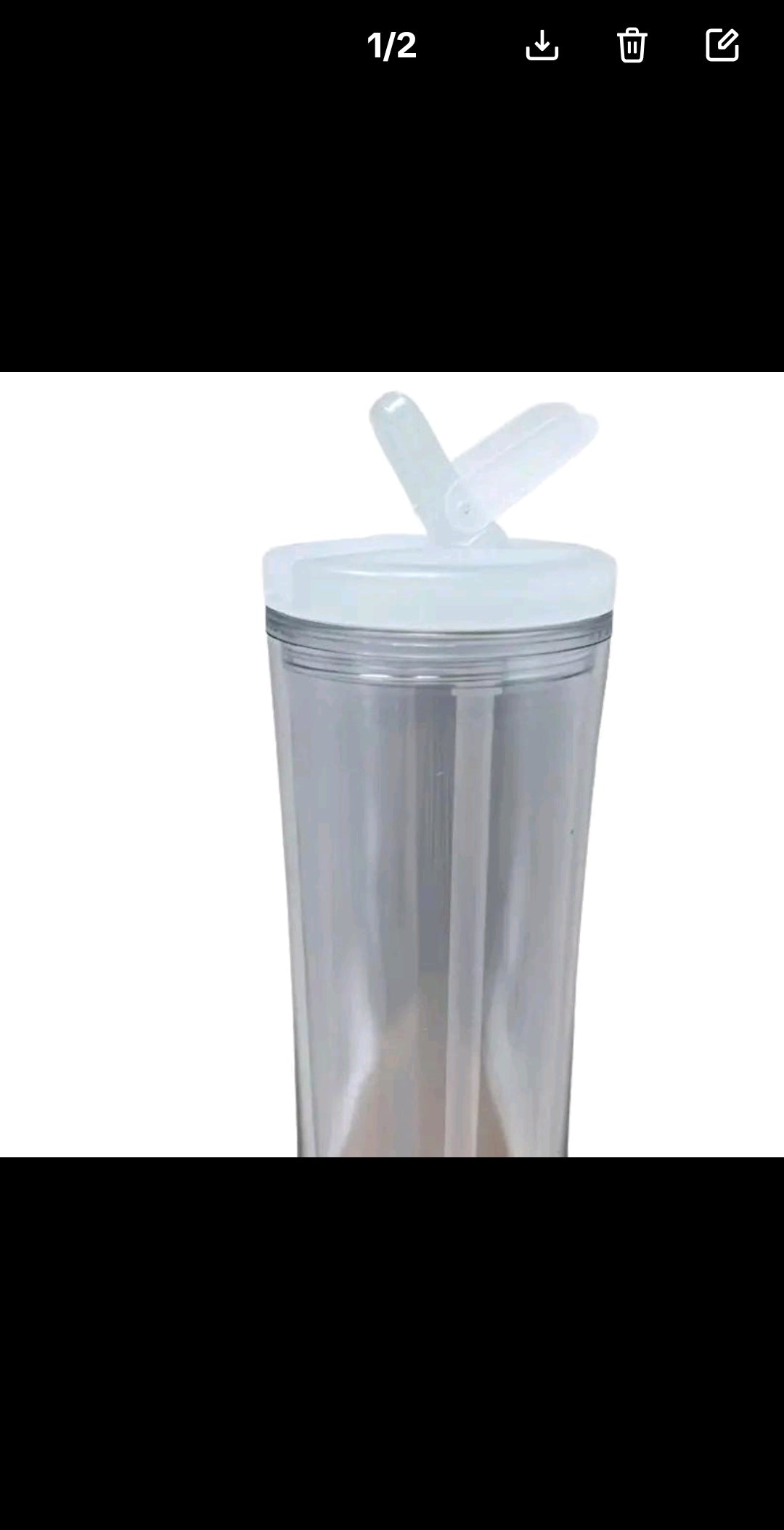 1- 20 oz customizable flip top acrylic snowglobe. we only have the white lids!