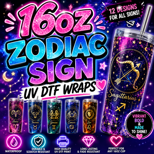 16 oz uv dtf zodiac sign cup wraps