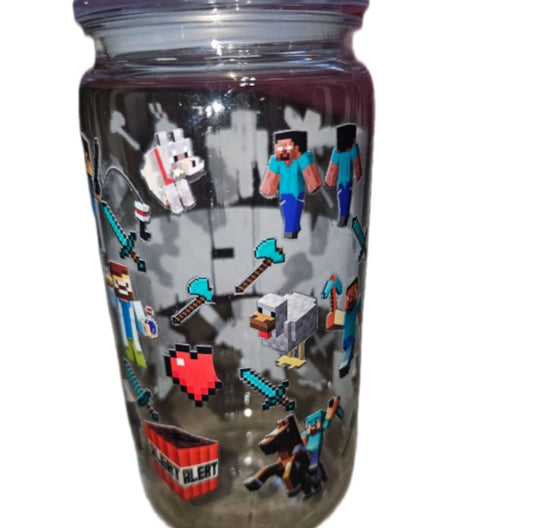 16oz double wall clear acrylic tumbler with wraps on them. non snowglobe. Minecraft