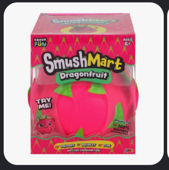 SmushMart Dragonfruit Squishy Tactile Squeeze Toy Pink/Green