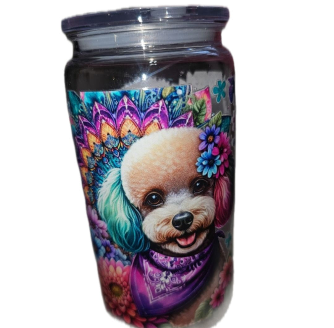 16oz double wall clear acrylic tumbler with wraps on them. non snowglobe. DOG 1